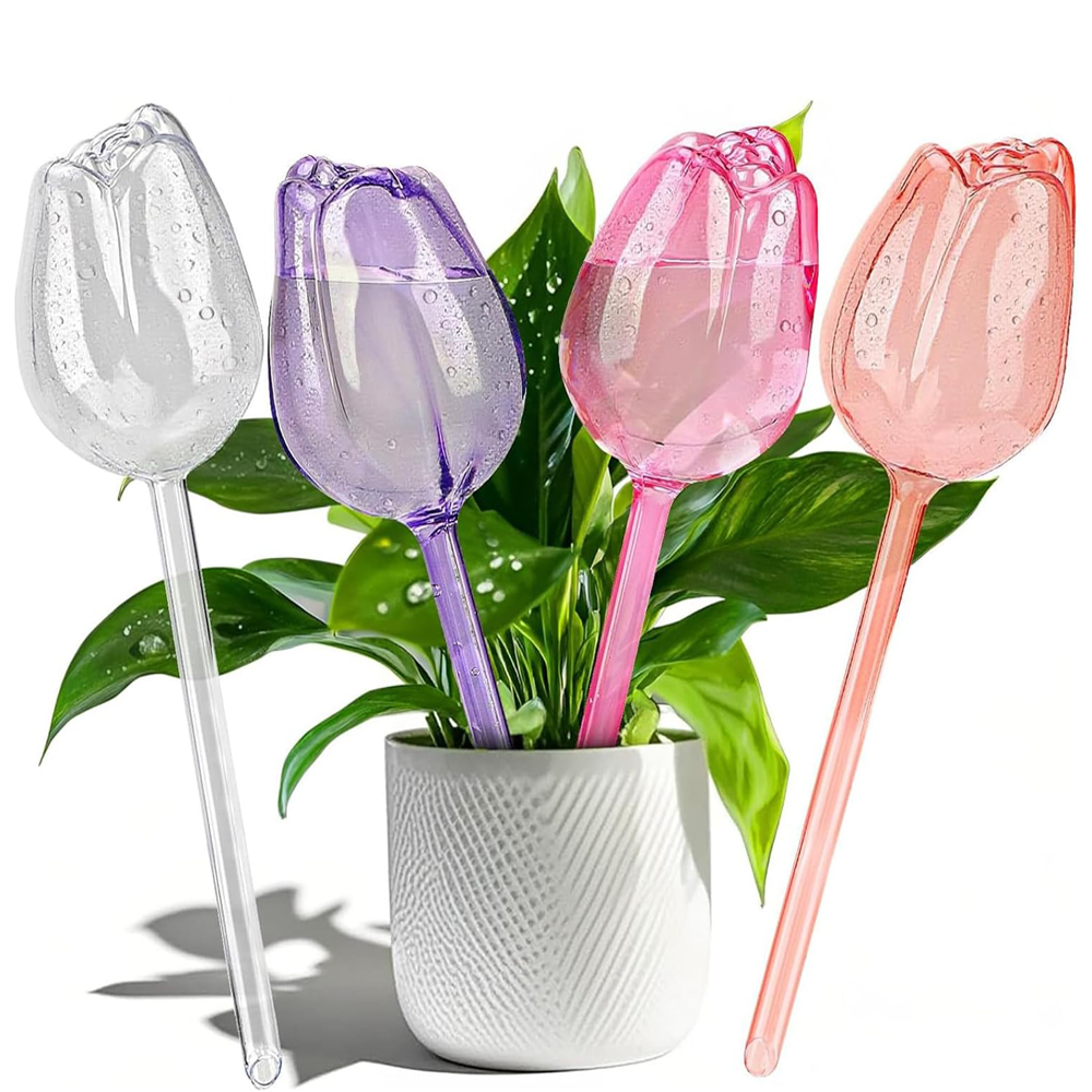 Self Watering Insert - 2/4個入りチューリップ型自動給水プランター、プランターインサート、屋内外用自動植物給水装置