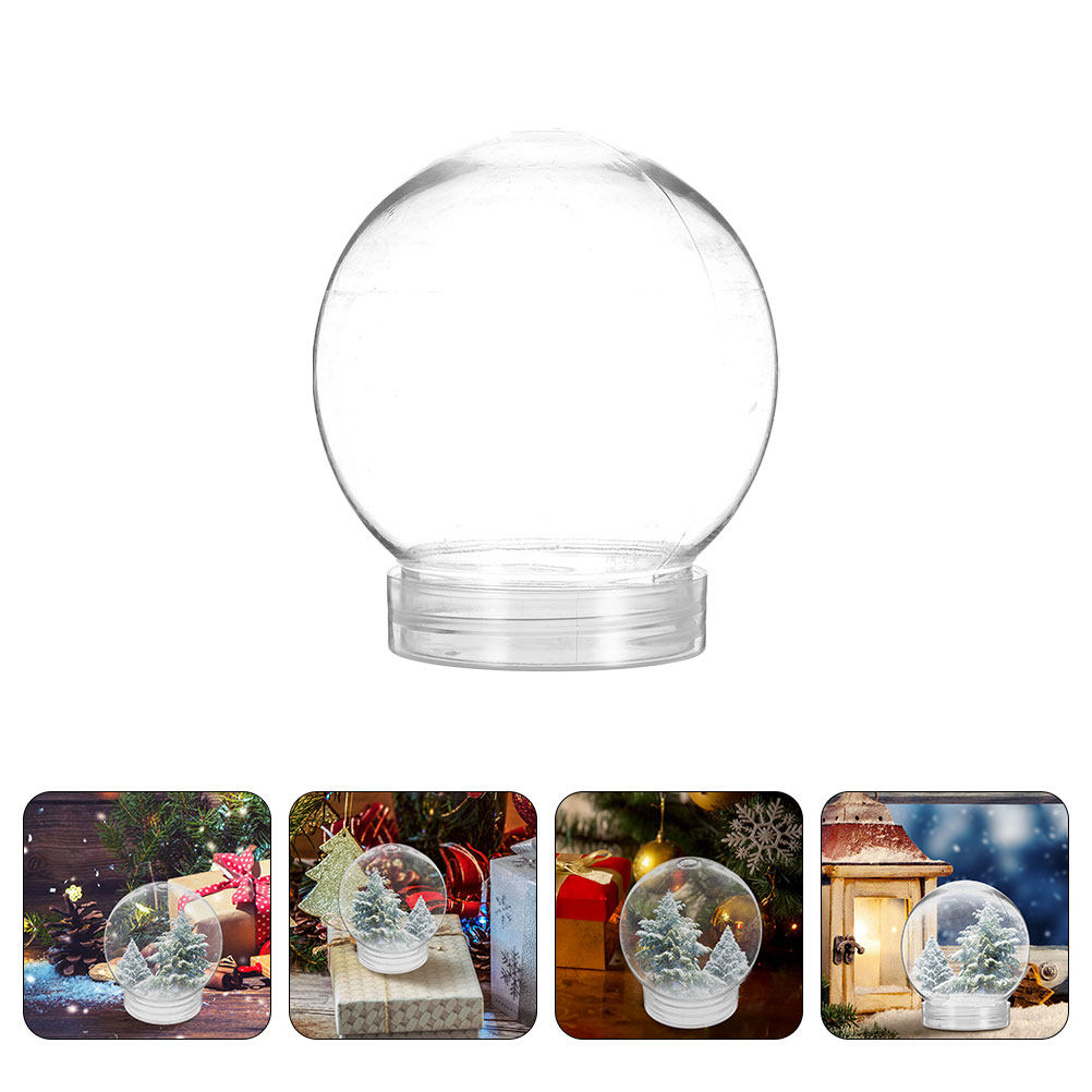 Plastic Dome Clear - 6個入り スノーグローブ用透明プラスチック容器、ねじ式蓋付き、キャンディー収納、水を入れて飾る、DIYクラフト装飾、270ml、透明ドーム