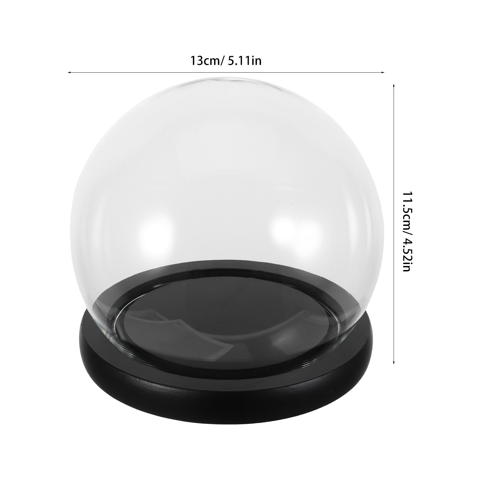 無垢材の台座が付いたガラス製のドーム型花瓶。永遠の花を飾るの - Plastic Dome Clear のレビューと価格